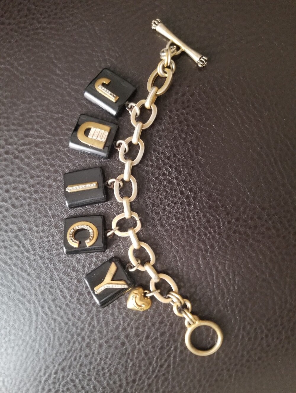 Vintage Juicy Couture Gold Bracelet with Black Tile charms - Picture 4 of 9
